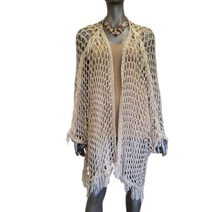 155B. Simply Couture Cream Crocheted Open Cardigan - Size XL